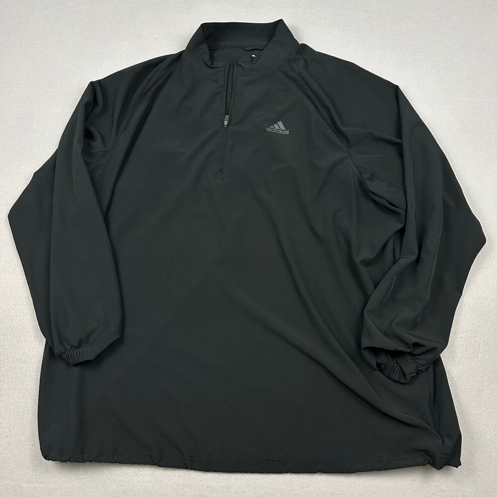 Adidas Track Jacket Men 2XL Black 1/4 Zip Lightweight Pullover Running XXL